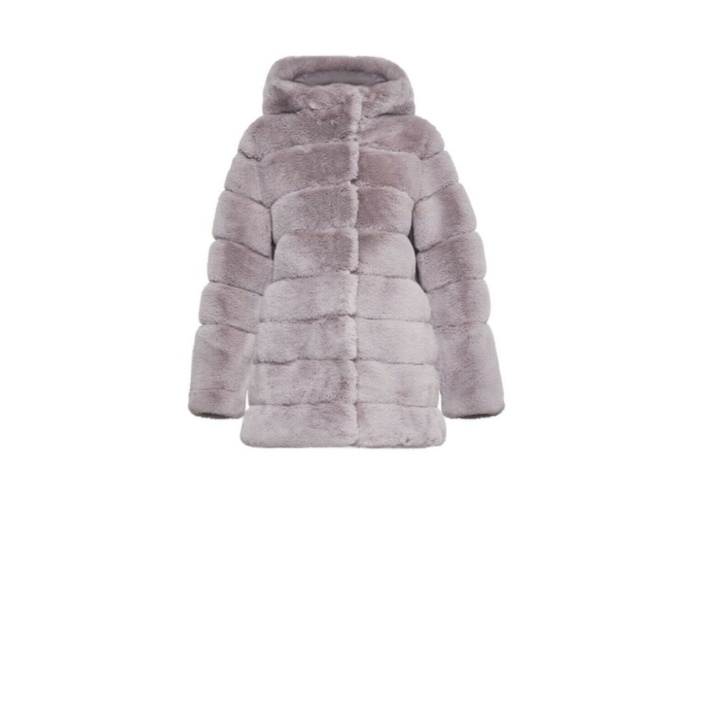 BCBG Felicia Faux Fur Hooded Coat SUPER SOFT Shiny - Picture 4 of 7